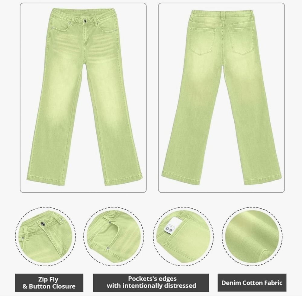 Chic soft Lime Flare Jeans for Women nwt